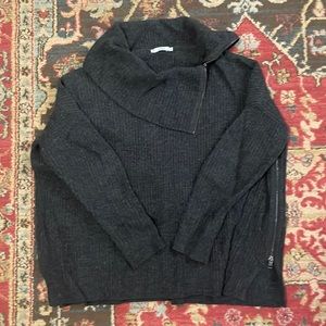 Vince dark grey wool/cashmere blend boxy sweater with zippers